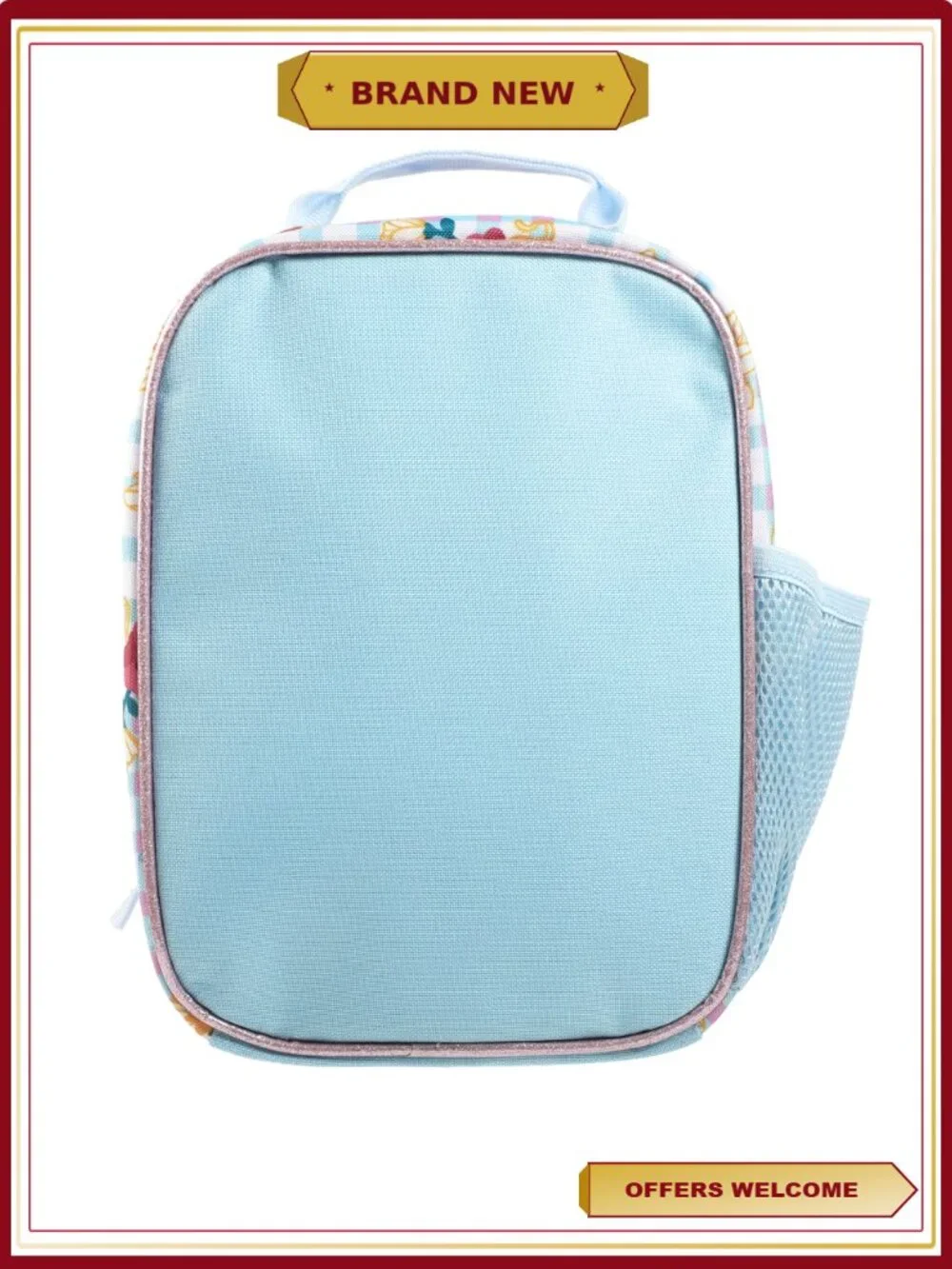 Disney Princess Lunch Bag with Side Pocket Handle Zipper